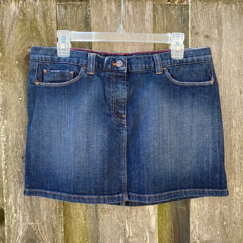 fcuk faded blue denim jean mini skirt